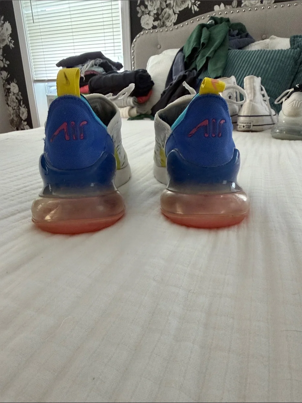 Nike Kids White Yellow Blue Athletic Sneakers